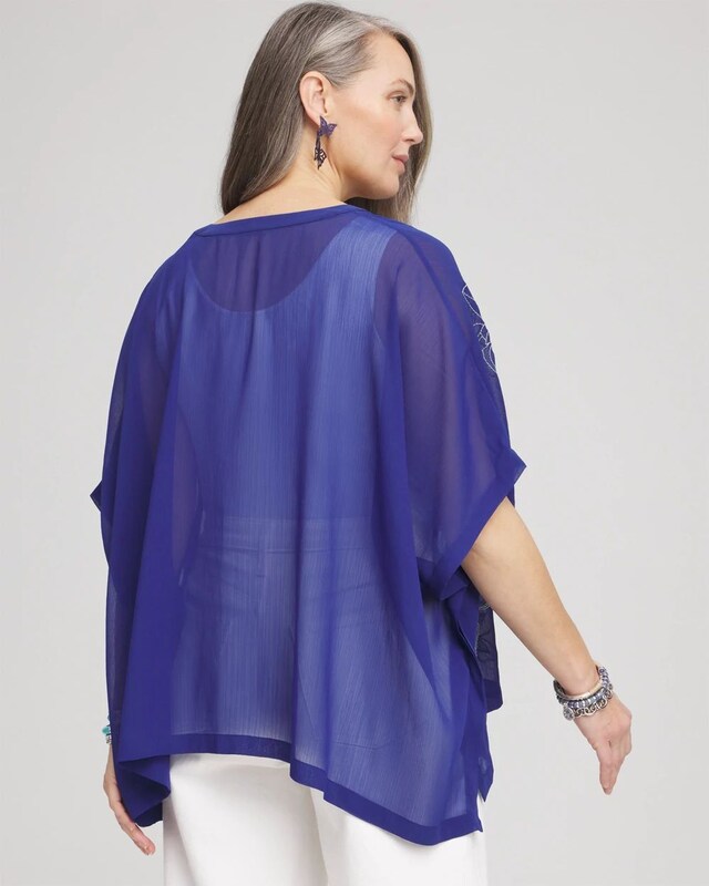 Woven Crinkle Chiffon Poncho - image 3